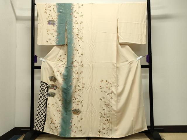 平和屋着物●訪問着 籬地紙花蝶文 暈し染め 金銀彩 正絹 逸品 CABG4719gh