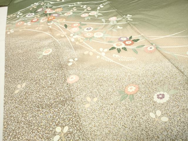 平和屋着物●訪問着 駒刺繍 枝花文 暈し染め 金彩 正絹 逸品 CABG4721gh
