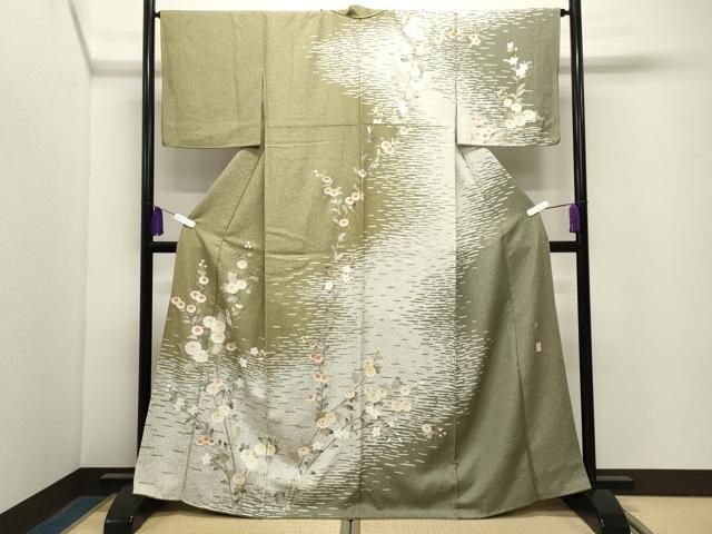 平和屋着物●訪問着 作家物 草花文 金銀彩 正絹 逸品 CABG4728gh