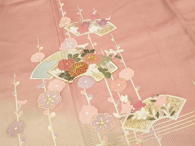 平和屋着物●訪問着 駒刺繍 地紙重ね花文 暈し染め 金銀彩 正絹 逸品 CABG4729gh