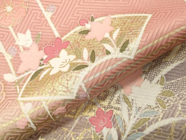 平和屋着物●訪問着 駒刺繍 地紙重ね花文 暈し染め 金銀彩 正絹 逸品 CABG4729gh