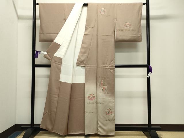 平和屋着物●中国三大刺繍 スワトウ刺繍 訪問着 花鳥文 暈し染め 金彩 正絹 逸品 CABG4734gh