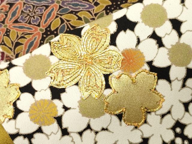 平和屋着物●訪問着 駒刺繍 地紙枝桜文 金彩 正絹 逸品 CABG4735gh