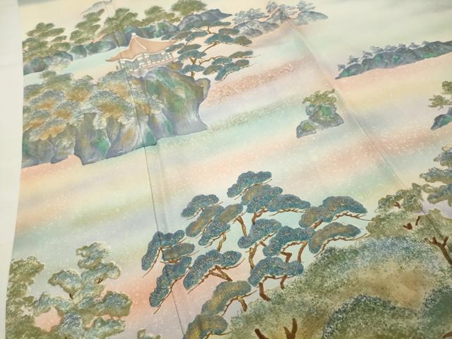 平和屋着物●豪華色留袖 手描き 風景文 暈し染め 金彩 正絹 逸品 CABG4736gh