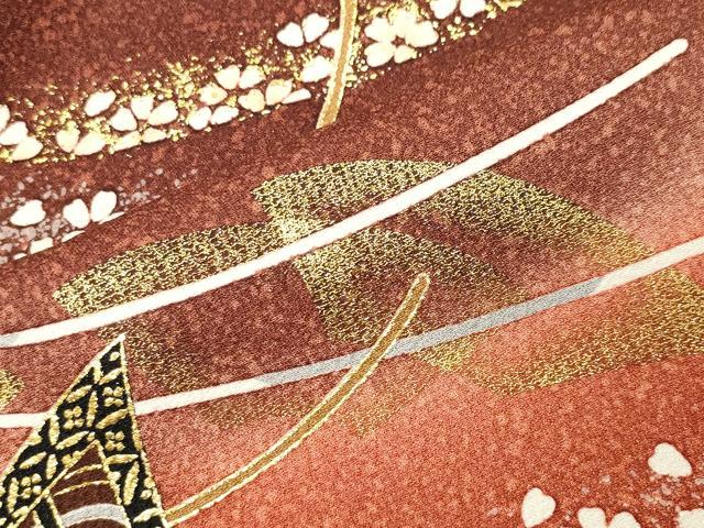 平和屋着物●訪問着 扇面孔雀花文 暈し染め 金彩 正絹 逸品 CABG4748gh