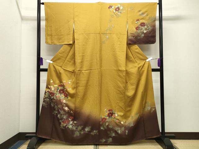 平和屋着物●訪問着 エ霞花文 暈し染め 金銀彩 正絹 逸品 未使用 CABG4751gh