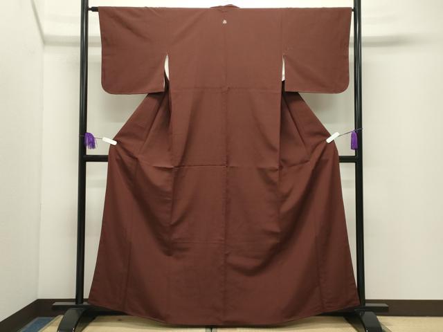 平和屋着物●上質な色無地 お召地 葡萄色 正絹 逸品 CABG4753gh