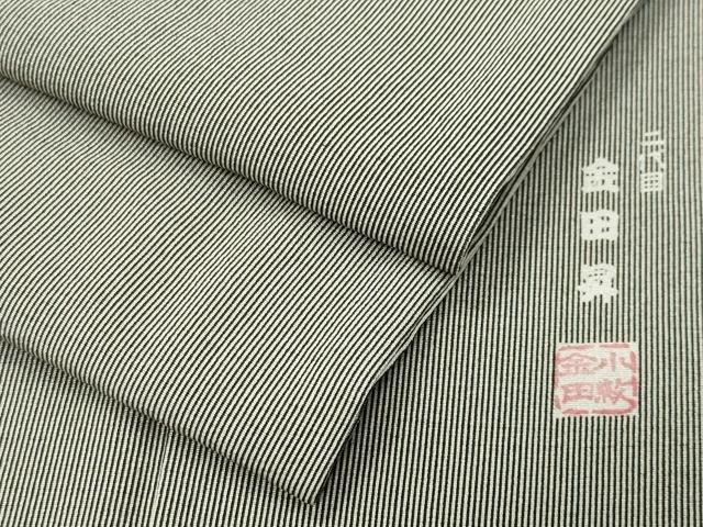平和屋着物●東京染伝統工芸士 金田昇 江戸小紋 万筋 蝋色×砂色 正絹 逸品 CABG4759gh