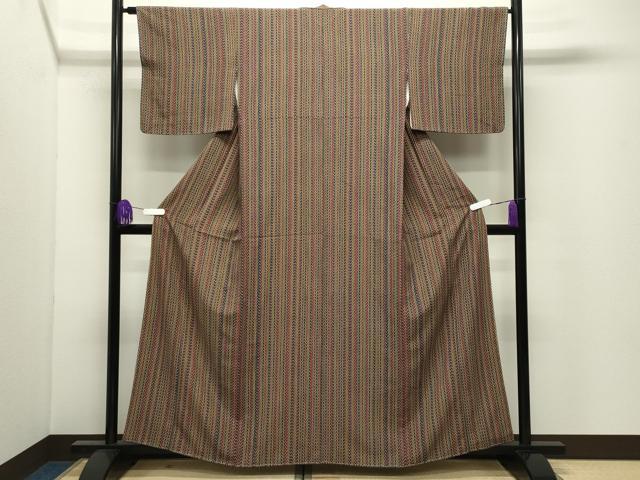 平和屋着物●上質な小紋 縞 正絹 逸品 未使用 CABG4762gh