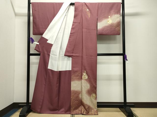 平和屋着物●訪問着 駒刺繍 花瓶花蝶文 暈し染め 金彩 正絹 逸品 CABG4763gh