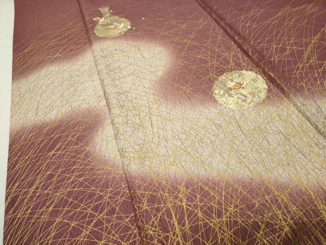 平和屋着物●訪問着 駒刺繍 花瓶花蝶文 暈し染め 金彩 正絹 逸品 CABG4763gh