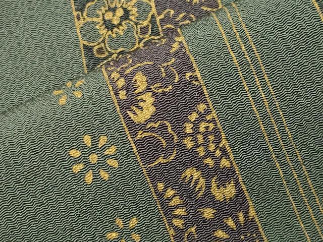 平和屋着物●上質な小紋 冊子花唐草文 金彩 鬼しぼ縮緬 正絹 逸品 CABG4769gh