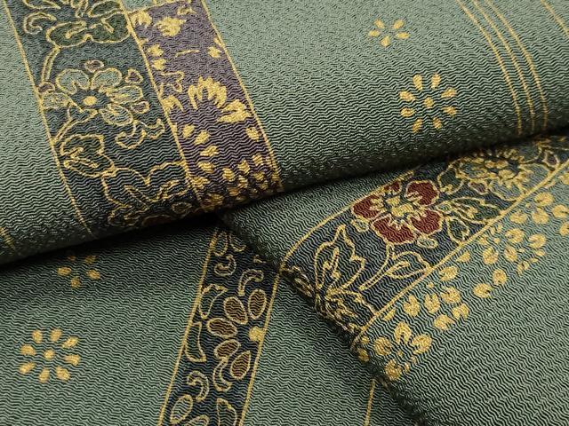 平和屋着物●上質な小紋 冊子花唐草文 金彩 鬼しぼ縮緬 正絹 逸品 CABG4769gh