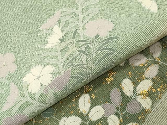 平和屋着物●訪問着 作家物 草花文 暈し染め 金彩 ロング丈 正絹 逸品 CABG4773gh