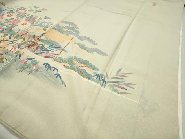平和屋着物●本加賀友禅作家 二塚長生 色留袖 風景花文 暈し染め 正絹 逸品 CABG4777gh