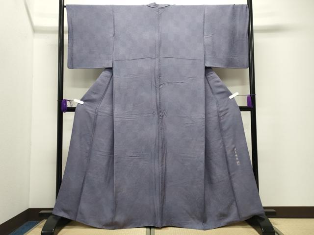 平和屋着物●上質な小紋 清原鵬彩 市松花蝶文 正絹 逸品 CABG4785gh