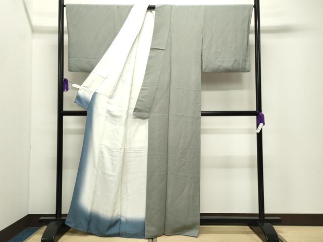 平和屋着物●江戸小紋 草木染 鮫小紋柄 鬼しぼ縮緬 正絹 逸品 CABG4787gh