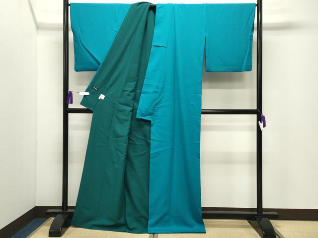 平和屋着物●色無地 格子地紋 納戸色 洗える着物 CABG4788gh