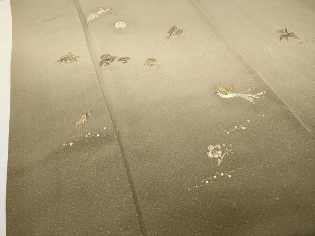 平和屋着物●訪問着 駒刺繍 鳳凰蓑亀松竹梅文 暈し染め 金彩 正絹 逸品 CABG4790gh