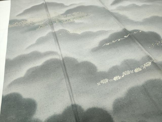 平和屋着物●石川県指定無形文化財 牛首紬 白山工房 手織り 訪問着 雲重ね吉祥花文 金銀彩 正絹 逸品 CABG4797gh