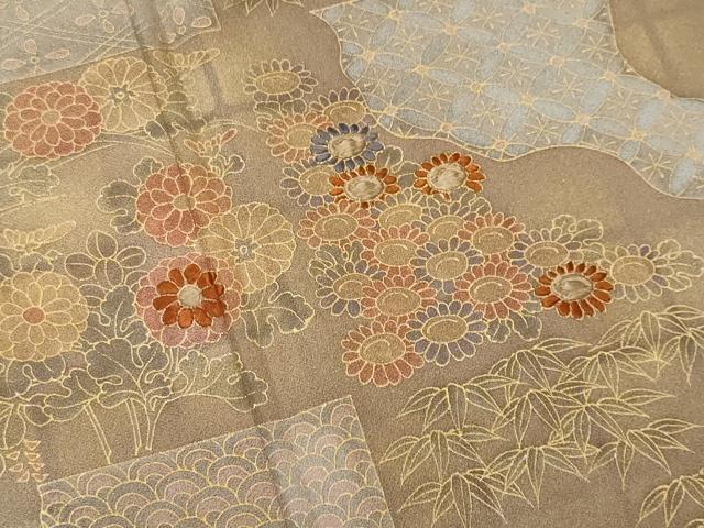 平和屋着物■訪問着 刺繍 雲取り花文 暈し染め 金彩 正絹 逸品 未使用 CABG4815fb