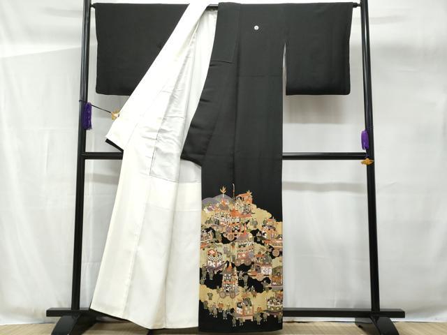 平和屋着物■豪華黒留袖 作家物 山車 金彩 正絹 逸品 CABG4862fb