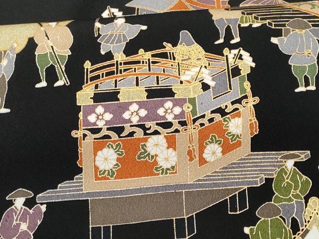 平和屋着物■豪華黒留袖 作家物 山車 金彩 正絹 逸品 CABG4862fb