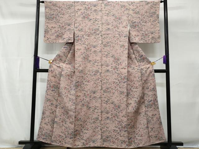 平和屋着物■上質な小紋 作家物 草花文 反端付き 正絹 逸品 CABG4890fb
