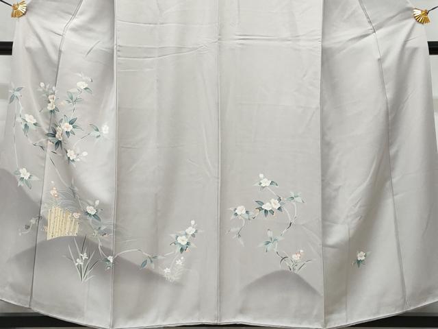 平和屋着物■訪問着 友禅 竹垣枝花文 反端付き 正絹 逸品 CABG4892fb