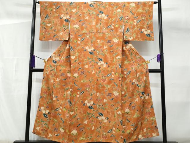 平和屋着物■上質な小紋 更紗花唐草文 暈し染め 正絹 逸品 CABG4897fb