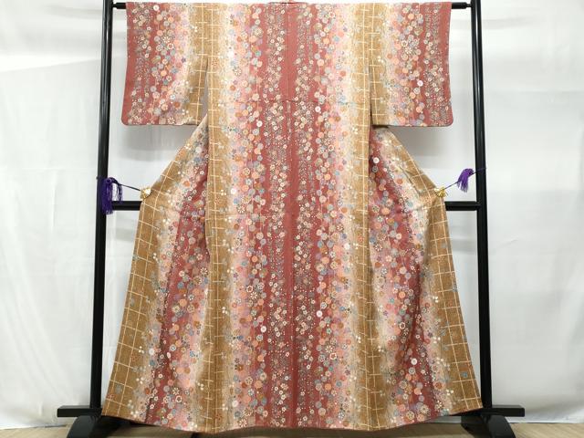 平和屋着物■上質な小紋 絞り 枝垂れ花文 暈し染め 金彩 正絹 逸品 CABG4950fb