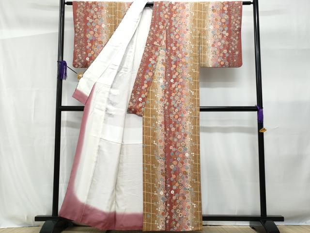平和屋着物■上質な小紋 絞り 枝垂れ花文 暈し染め 金彩 正絹 逸品 CABG4950fb