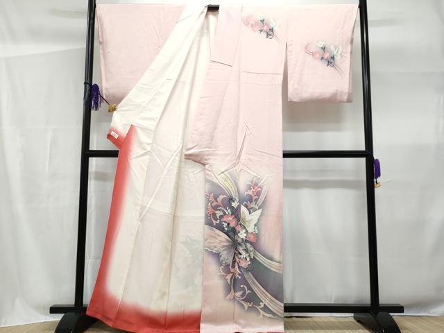平和屋着物■訪問着 舞蝶枝花文 暈し染め 金彩 やまと誂製 正絹 逸品 CABG4959fb