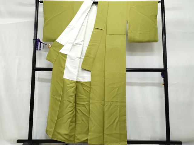 平和屋着物■上質な色無地 青丹色 正絹 逸品 CABG4961fb