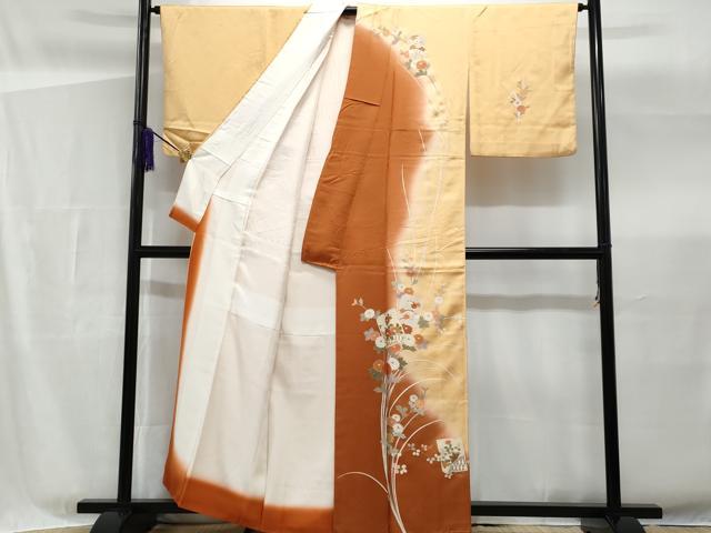 平和屋着物■訪問着 破れ色紙枝花文 暈し染め 金彩 正絹 逸品 CABG4972fb