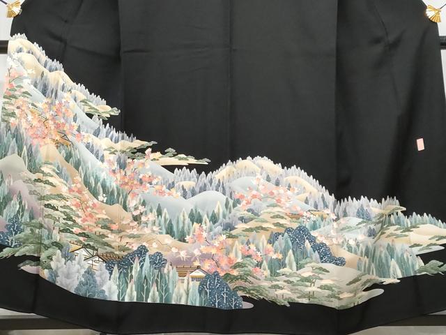 平和屋着物■豪華黒留袖 作家物 遠山風景文 金彩 正絹 逸品 CABG4979fb