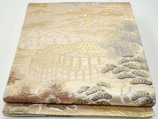 平和屋着物◎六通柄袋帯 清水寺 金銀糸 正絹 逸品 CABG4985fb
