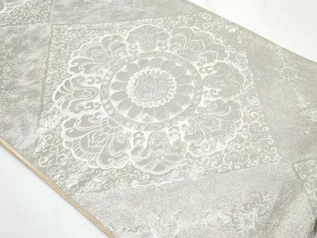 平和屋着物◎六通柄袋帯 菱正倉院花文 九百錦 プラチナ箔 正絹 逸品 CABG5004fb