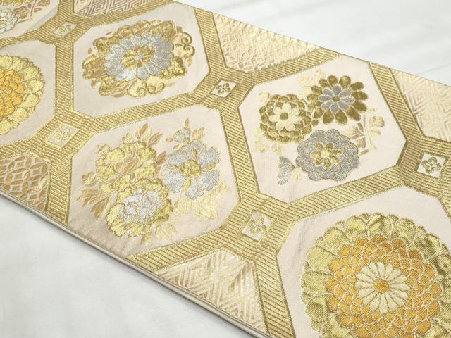 平和屋着物◎六通柄袋帯 蜀江花文 金銀糸 正絹 逸品 CABG5023fb