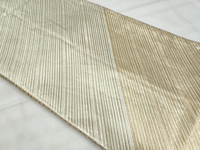 平和屋着物◎両面 両方向 全通柄袋帯 斜線文 金糸 正絹 逸品 CABG5038fb