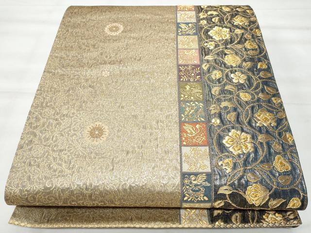 平和屋着物◎六通柄袋帯 花唐草文 金糸 正絹 逸品 CABG5050fb