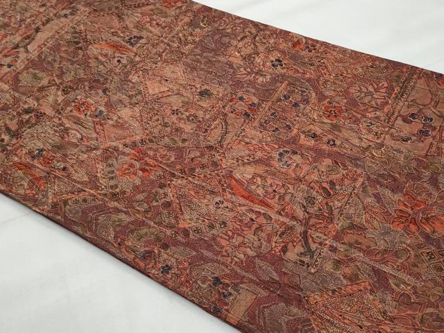 平和屋着物◎全通柄袋帯 ふくれ織 花唐草文 正絹 逸品 CABG5068fb