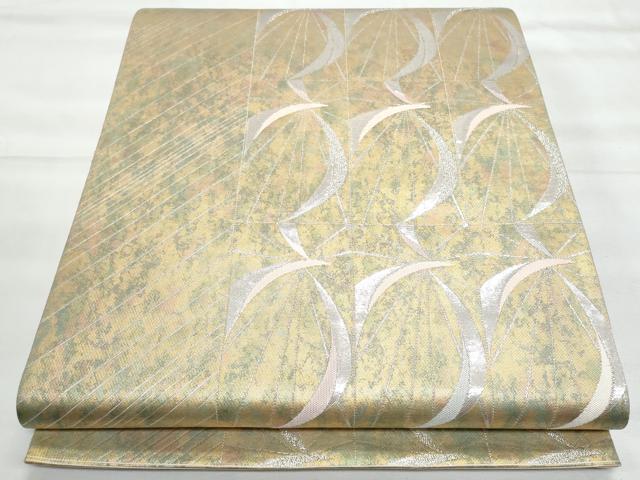 平和屋着物◎六通柄袋帯 幾何学文様 銀糸 彩光箔 正絹 逸品 CABG5074fb