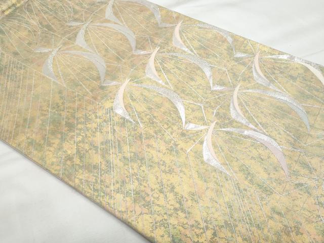 平和屋着物◎六通柄袋帯 幾何学文様 銀糸 彩光箔 正絹 逸品 CABG5074fb