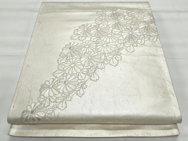 平和屋着物◎中国三大刺繍 相良刺繍 総刺繍 太鼓柄袋帯 菊 銀糸 正絹 逸品 CABG5075fb