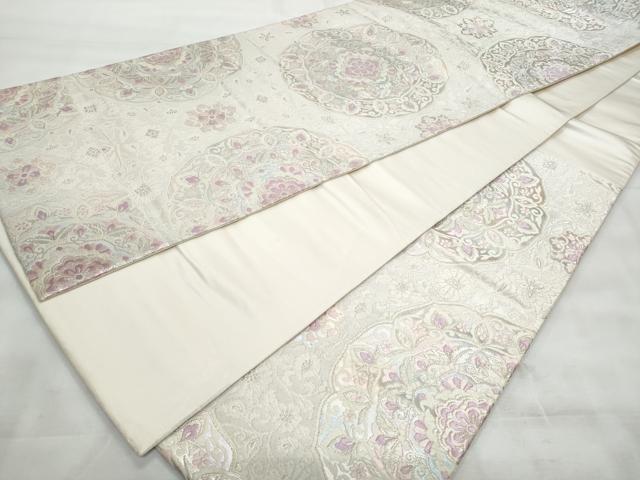 平和屋着物◎六通柄袋帯 唐織 正倉院花文 銀糸 正絹 逸品 CABG5084fb