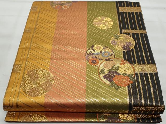 平和屋着物◎六通柄袋帯 唐織 花丸文 金糸 正絹 逸品 CABG5101fb