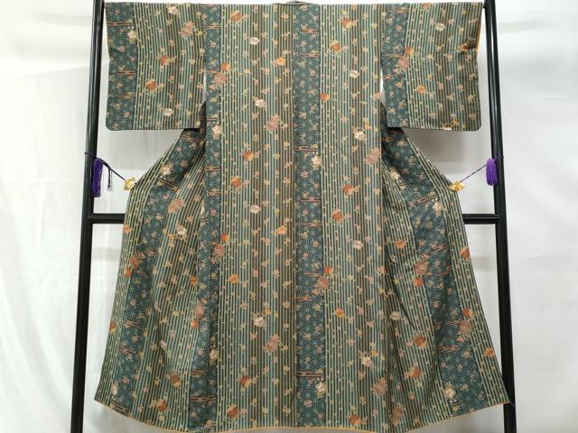 平和屋着物■小紋 花唐草文 洗える着物 CABG5190fb