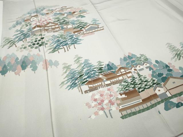 平和屋着物●訪問着 友禅 作家物 風景草花文 正絹 逸品 CABG5207ut