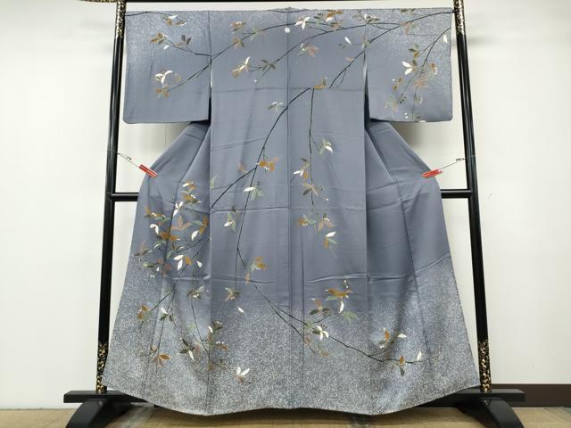平和屋着物●訪問着 枝花文 たたき染め 金彩 正絹 逸品 CABG5208ut